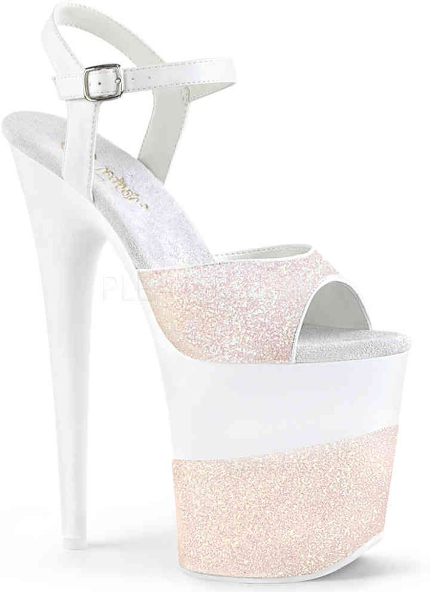 EU 36 = US 6 | FLAMINGO-809-2G | 8 Heel, 4 PF Ankle Strap Sandal w/ Glitter Wrapped PF